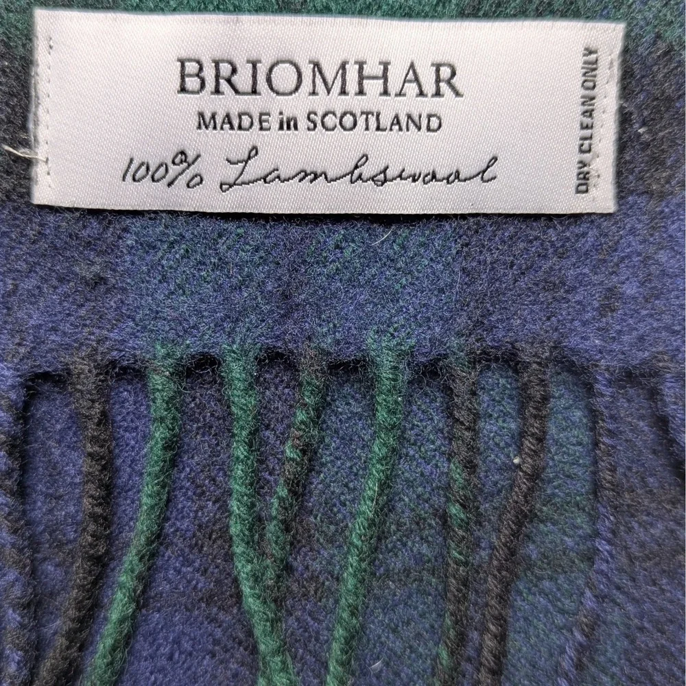 Briomhar Lambswool‎ Scarf Made in Scotland Black Watch Tartan Plaid Fringe 64 in